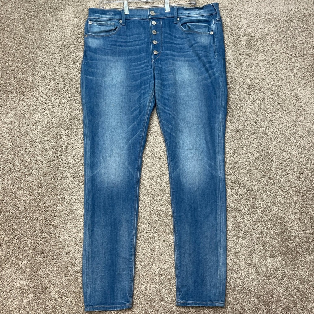 Express Jeans Legging Mid Rise Womens 14R 37x30 Medium Wash 5 Button Fly Denim